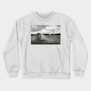 Baled field near Branton, Northumberland, UK Crewneck Sweatshirt